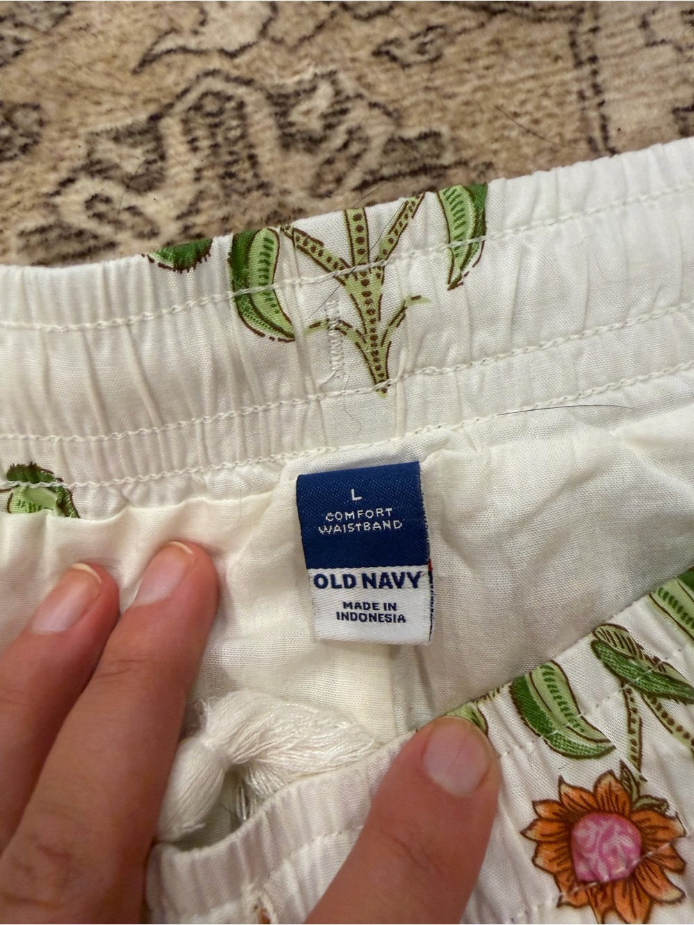 Old Navy White Tiered Skirt with Green and Orange Floral Print - Picture 3 of 5